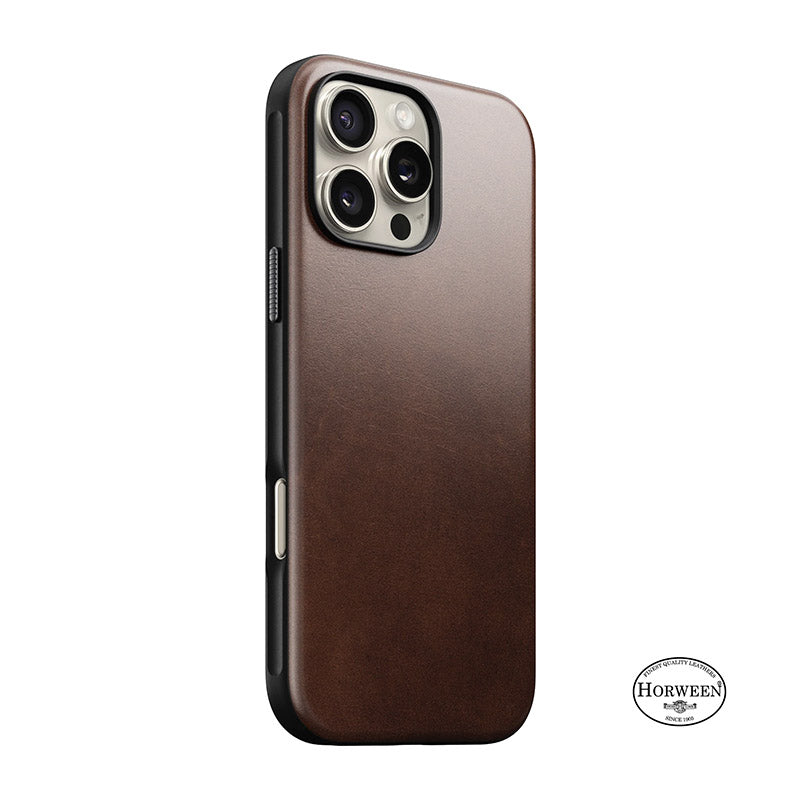 NOMAD Modern Leather iPhone 16 HORWEEN Leather Rustic Brown